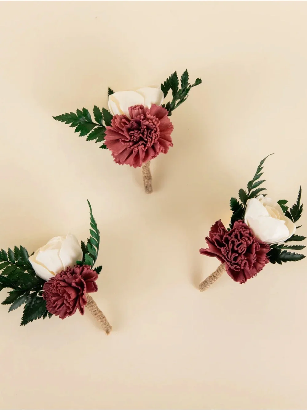 Sola Wood Flowers Romance Boutonnière Set of 3 Flowers